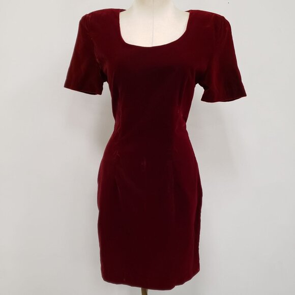 Vintage CK Editions Womens Velvet Mini Dress Size 9 Maroon Whimsigoth Cocktail - Picture 1 of 10